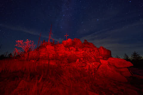 Gemeinde Neureichenau Landkreis Freyung-Grafenau Dreisesselberg Nacht Lightpainting (Dirschl Johann) Deutschland FRG